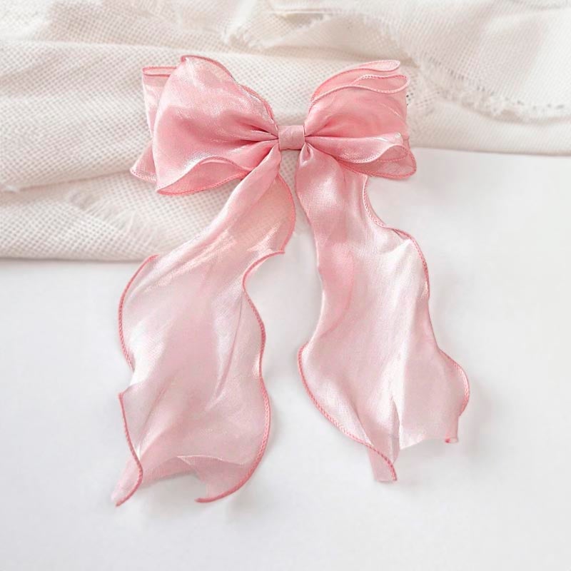 Hiussolki sifonkirusetilla, vaaleanpunainen