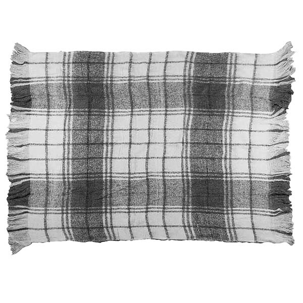 Torkkupeitto Wooly Check harmaa